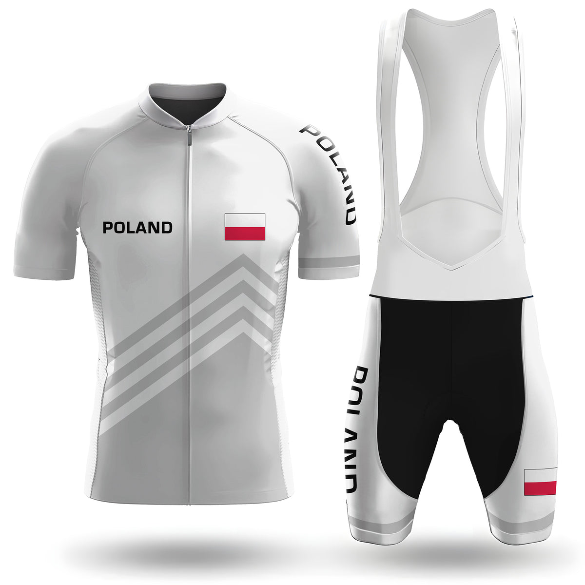 Poland White Men's Short Sleeve Cycling Kit