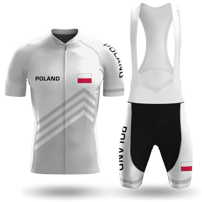 Poland White Men's Short Sleeve Cycling Kit