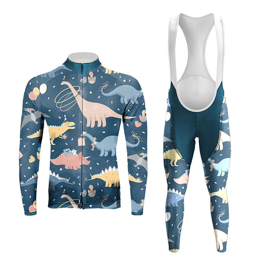 Men's Long Sleeve Cycling Jersey Dinosaur Pattern | RSSC Premium Cycling Kit with Moisture Wicking Fabric