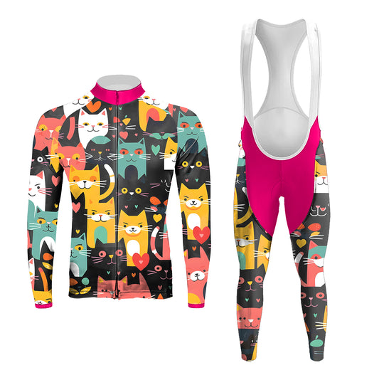 Men's Long Sleeve Cycling Jersey Loving Kitten | RSSC Premium Cycling Kit with Moisture Wicking Fabric